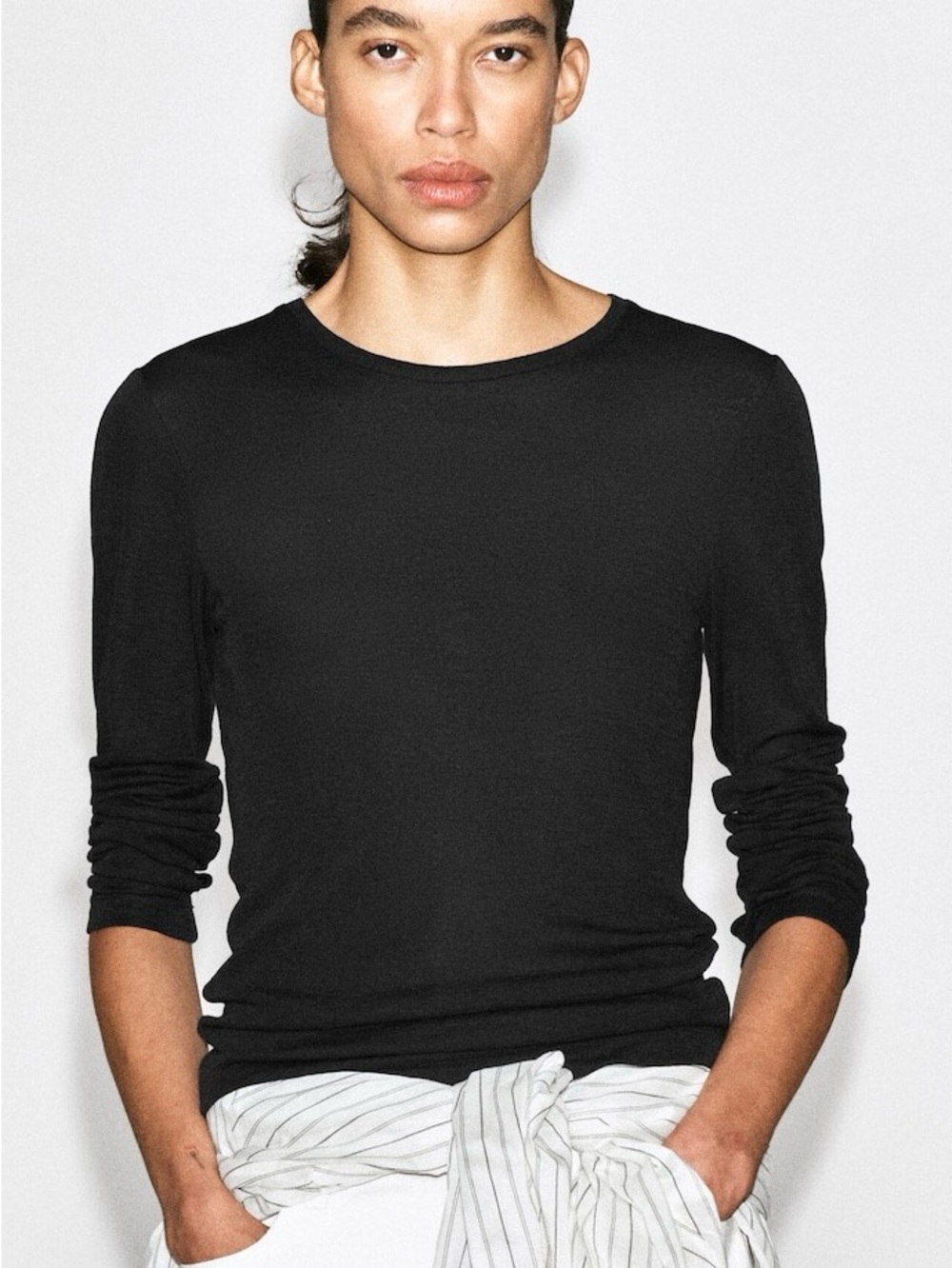 COS black long sleeve top